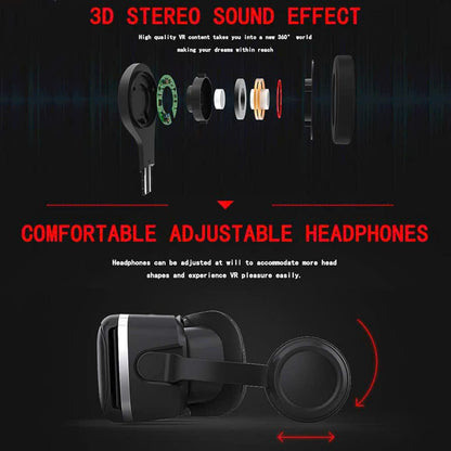 Smartphone VR Virtual Reality Headset with Headphones, Soft Safe Materials, Compact and Portable Design