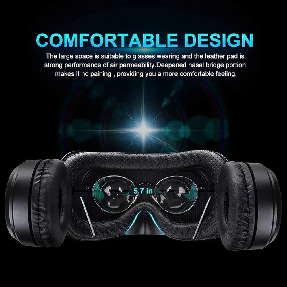 Smartphone VR Virtual Reality Headset with Headphones, Soft Safe Materials, Compact and Portable Design
