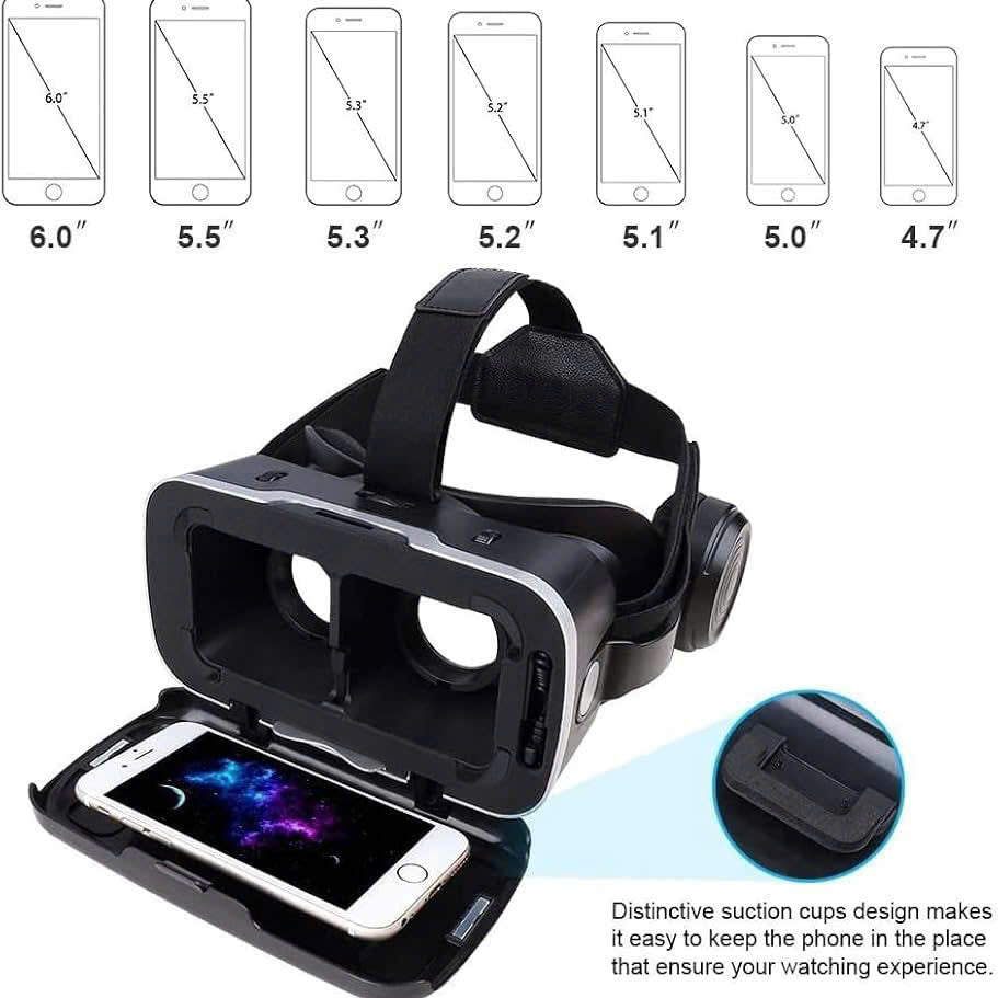 Smartphone VR Virtual Reality Headset with Headphones, Soft Safe Materials, Compact and Portable Design