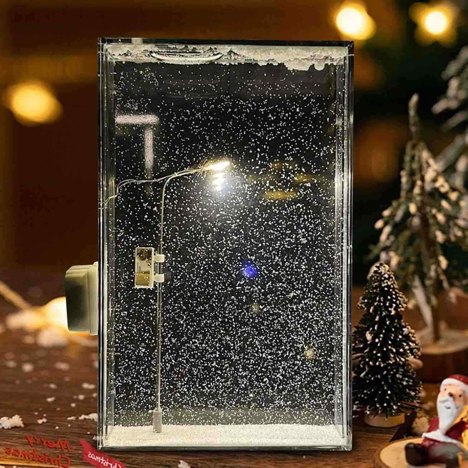 Snowy Scene Night Lights – DIY Christmas Street Lamp with Flowing Snow Effect for Magical Holiday Desktop Décor