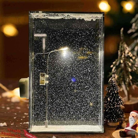 Snowy Scene Night Lights – DIY Christmas Street Lamp with Flowing Snow Effect for Magical Holiday Desktop Décor