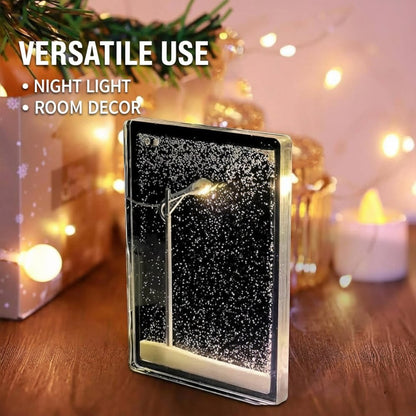 Snowy Scene Night Lights – DIY Christmas Street Lamp with Flowing Snow Effect for Magical Holiday Desktop Décor
