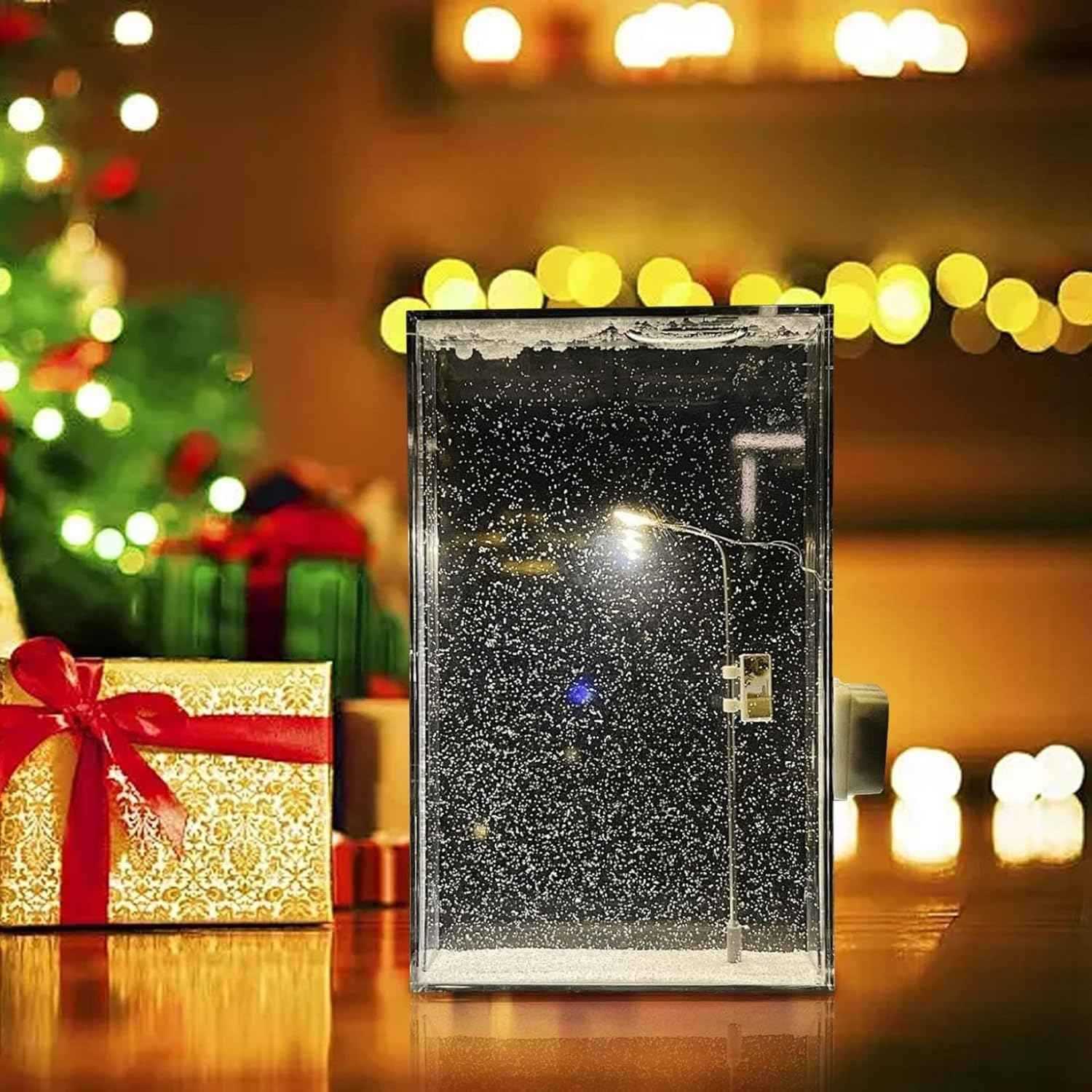 Snowy Scene Night Lights – DIY Christmas Street Lamp with Flowing Snow Effect for Magical Holiday Desktop Décor