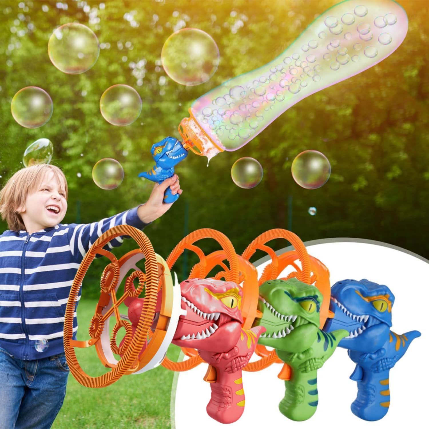 Soap Bubble Gun Dinosaur, Electric Automatic Bubble Machine Toy, Safe for Ages 3+
