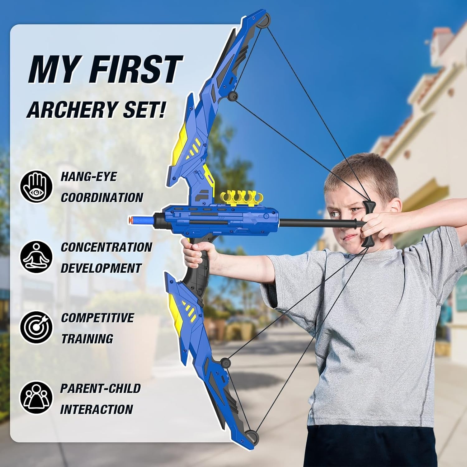Soft Dart Archery Toy Set with LED Light-Up Bow, Interactive Play, Durable ABS Material, Safe for Ages 3+