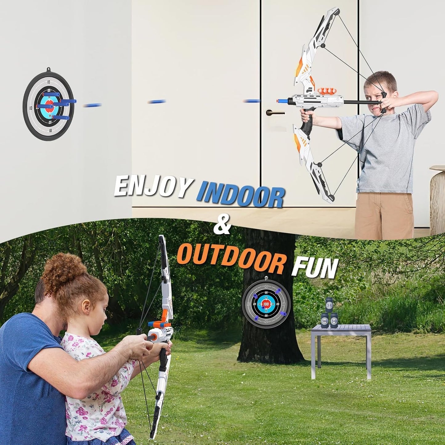Soft Dart Archery Toy Set with LED Light-Up Bow, Interactive Play, Durable ABS Material, Safe for Ages 3+