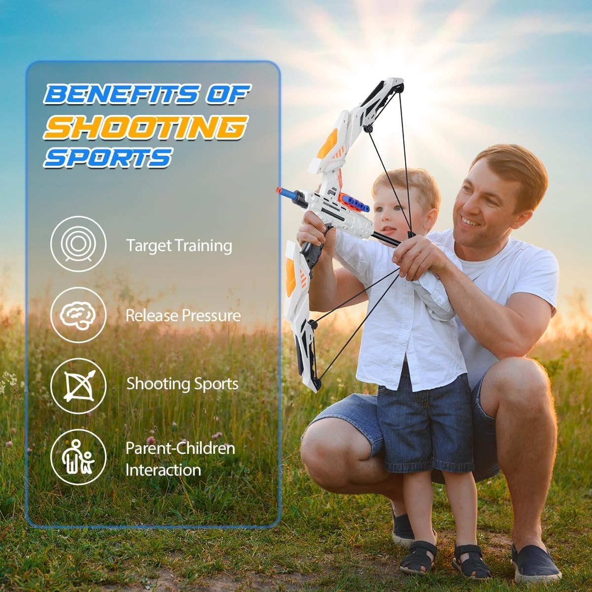 Soft Dart Archery Toy Set with LED Light-Up Bow, Interactive Play, Durable ABS Material, Safe for Ages 3+
