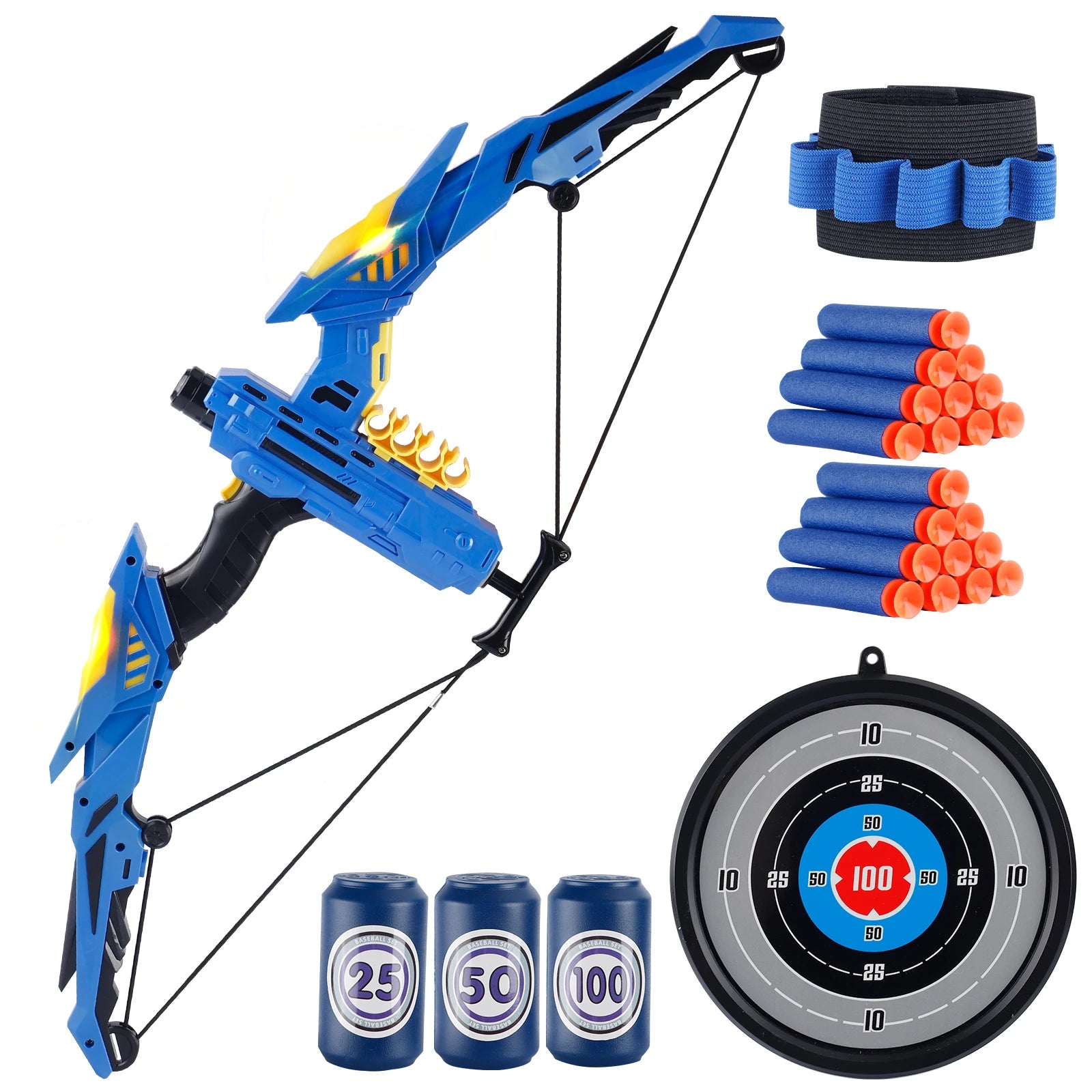 Soft Dart Archery Toy Set with LED Light-Up Bow, Interactive Play, Durable ABS Material, Safe for Ages 3+