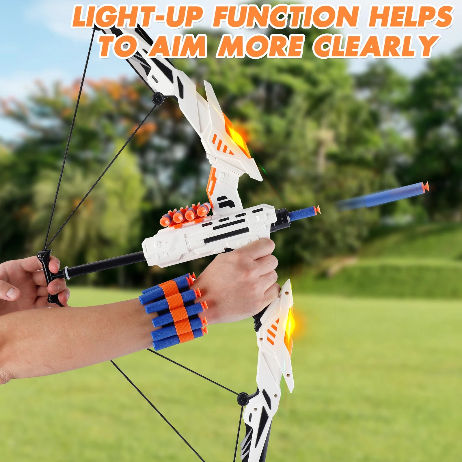 Soft Dart Archery Toy Set with LED Light-Up Bow, Interactive Play, Durable ABS Material, Safe for Ages 3+