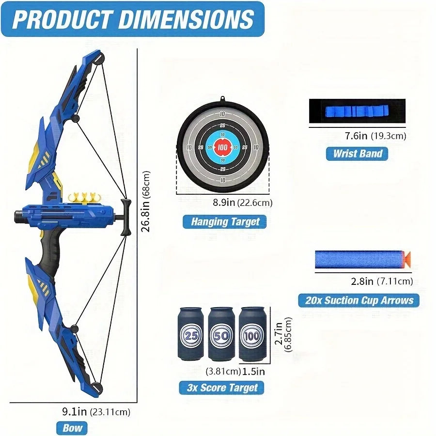 Soft Dart Archery Toy Set with LED Light-Up Bow, Interactive Play, Durable ABS Material, Safe for Ages 3+