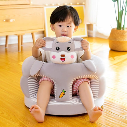 Soft Plush Baby Chair – Supportive Cartoon Seat with Backrest for Safe Sitting, Learning and Comfortable Playtime for Youngsters
