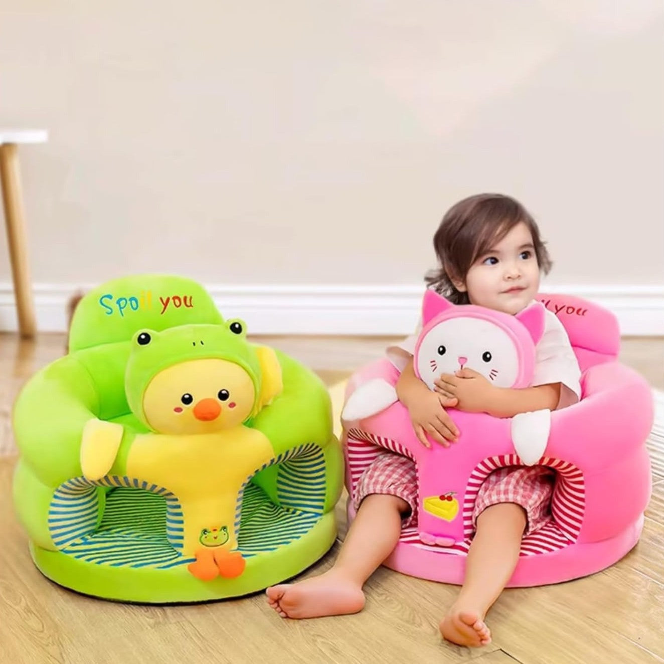 Soft Plush Baby Chair – Supportive Cartoon Seat with Backrest for Safe Sitting, Learning and Comfortable Playtime for Youngsters