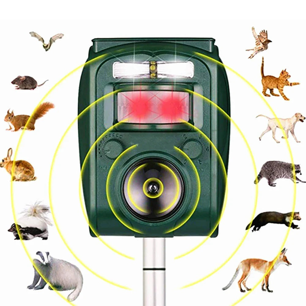 Solar Powered Ultrasonic Outdoor Animal Repeller