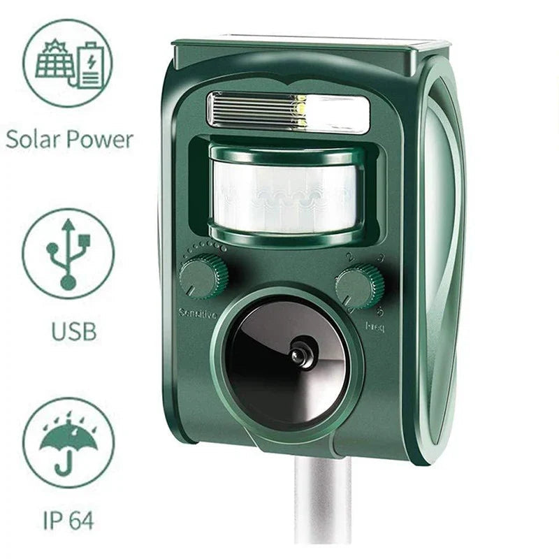 Solar Powered Ultrasonic Outdoor Animal Repeller