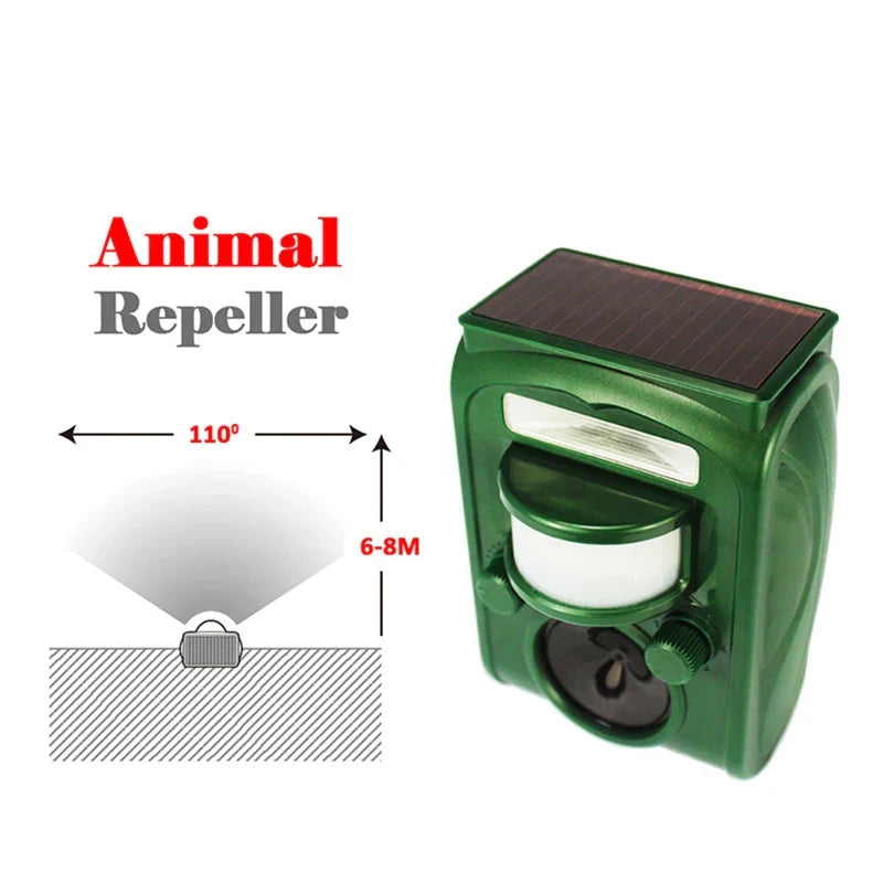Solar Powered Ultrasonic Outdoor Animal Repeller
