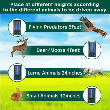 Solar Ultrasonic Animal Repeller for Outdoor Use with LED Flashing Light and Waterproof Design