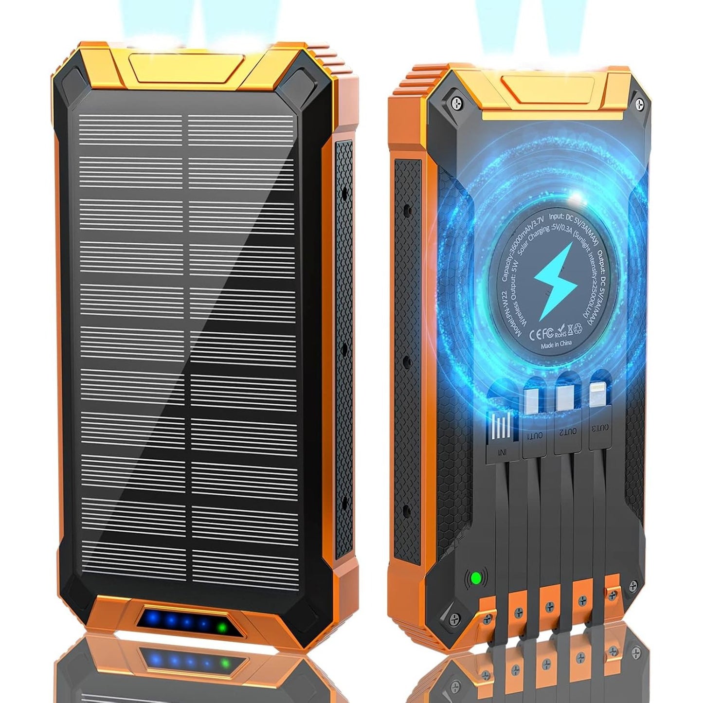 Solar Charger Power Bank With 20000mAh, USB & Wireless Charging, Weather-Resistant