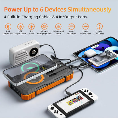 Solar Charger Power Bank With 20000mAh, USB & Wireless Charging, Weather-Resistant