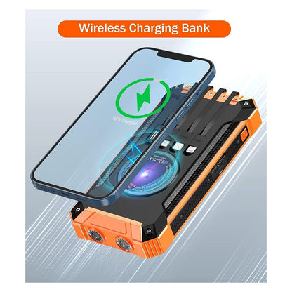 Solar Charger Power Bank With 20000mAh, USB & Wireless Charging, Weather-Resistant