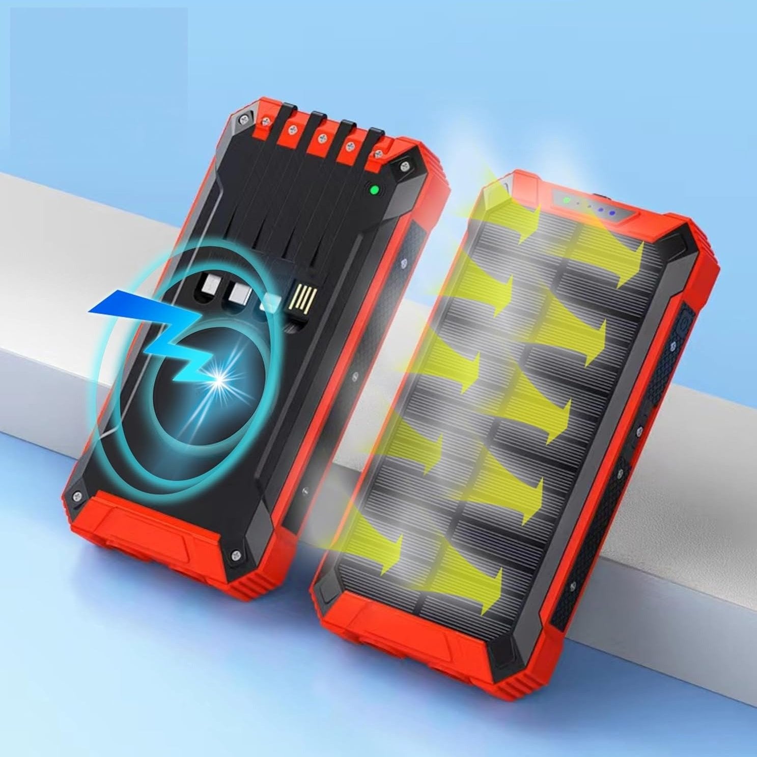 Solar Charger Power Bank With 20000mAh, USB & Wireless Charging, Weather-Resistant