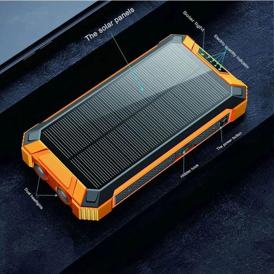 Solar Charger Power Bank With 20000mAh, USB & Wireless Charging, Weather-Resistant