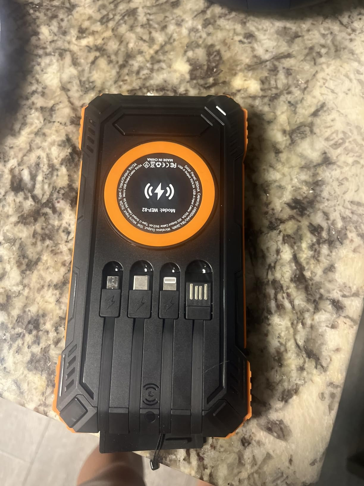 Solar Charger Power Bank With 20000mAh, USB & Wireless Charging, Weather-Resistant