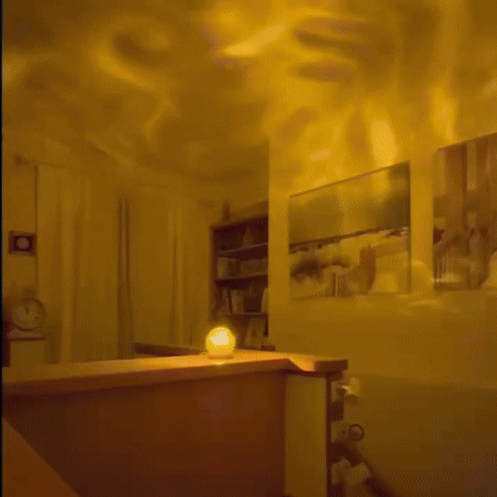 Sphere Style Crystal Ocean Wave Projector Lamp with Wooden Base, Remote Control, and Inline Switch