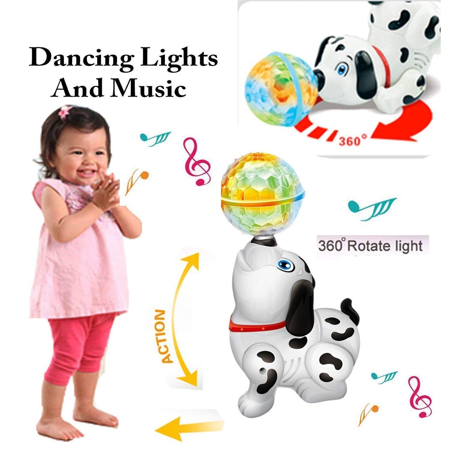Spinning Dalmatian Toy With Lights And Music, Boosts Kids’ Brain Development, Safe For Ages 3+.
