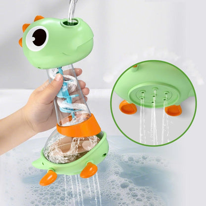 Spiraling Dino Shower Toy with Multi-hole Showerhead and Dual Water Inlets, Safe for Ages 18+ Months