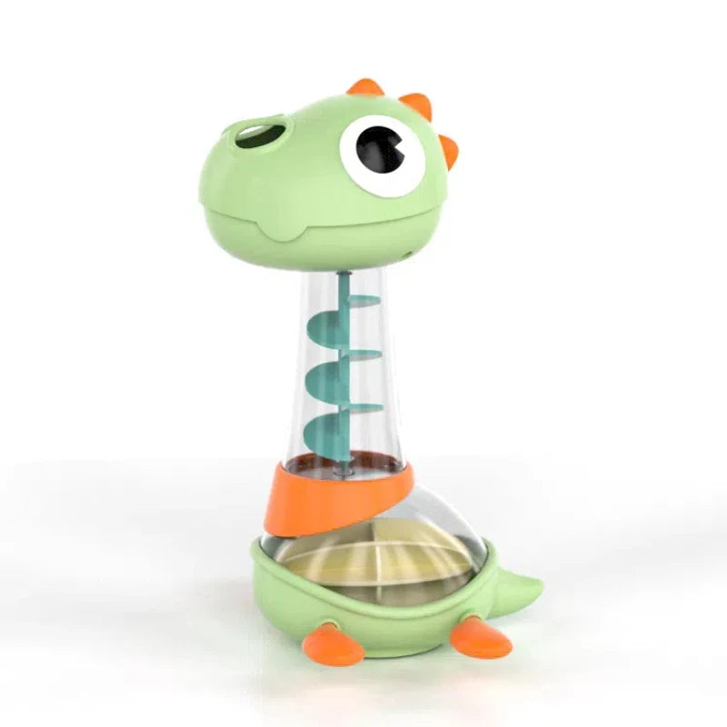 Spiraling Dino Shower Toy with Multi-hole Showerhead and Dual Water Inlets, Safe for Ages 18+ Months
