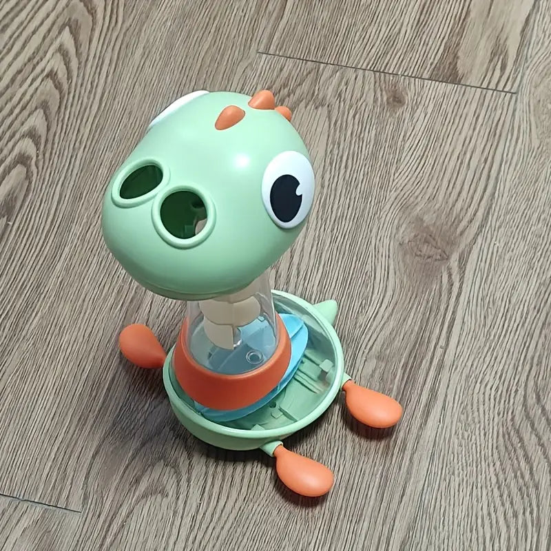 Spiraling Dino Shower Toy with Multi-hole Showerhead and Dual Water Inlets, Safe for Ages 18+ Months