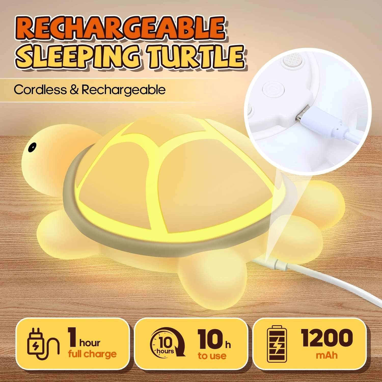Squishy Silicone Cute Turtle LED Night Light - Perfect Gift for Kids and Girls