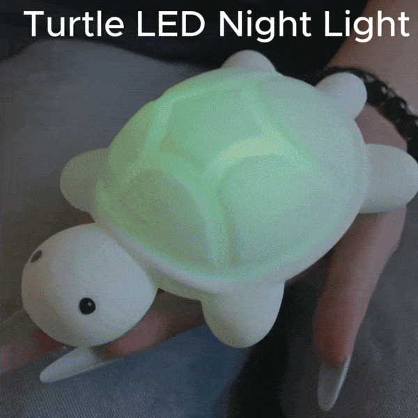 Squishy Silicone Cute Turtle LED Night Light - Perfect Gift for Kids and Girls