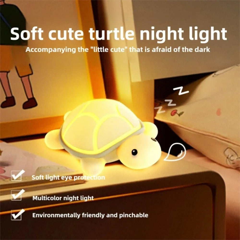 Squishy Silicone Cute Turtle LED Night Light - Perfect Gift for Kids and Girls