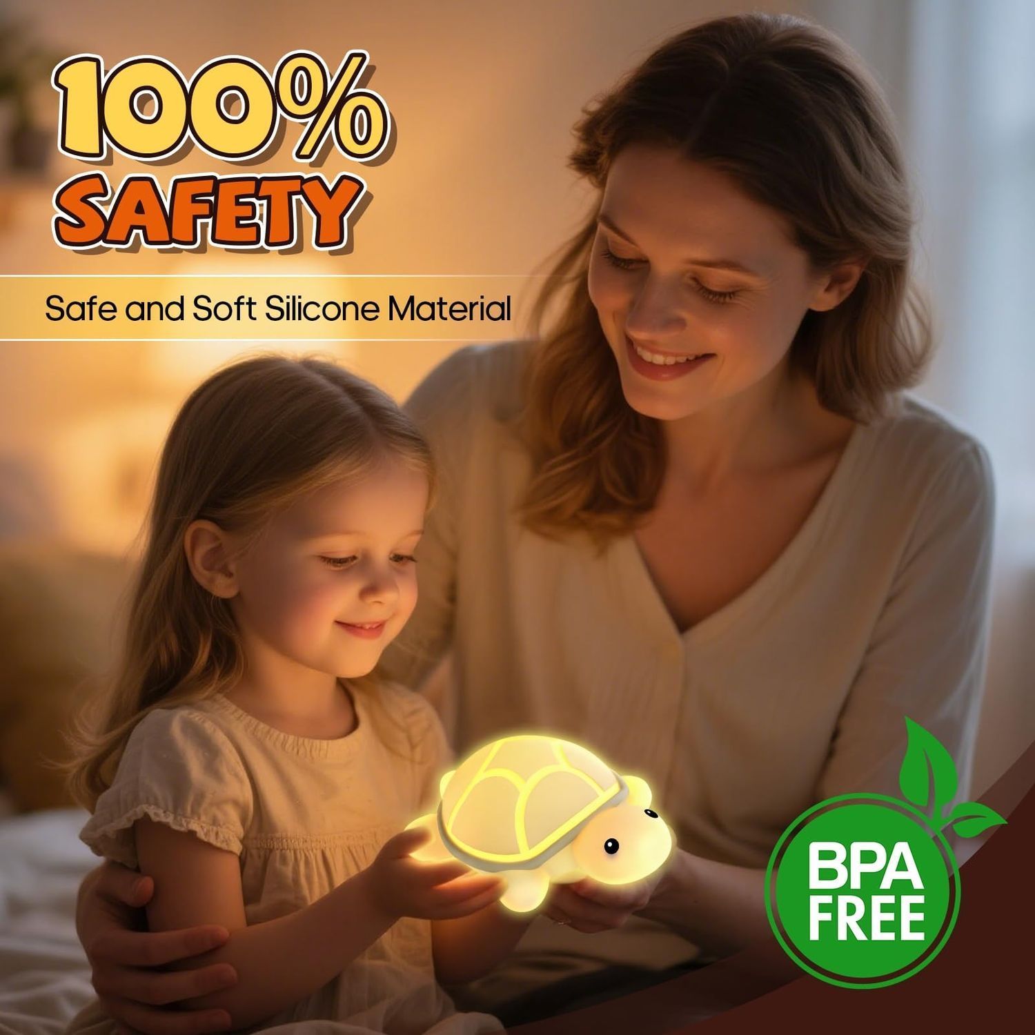 Squishy Silicone Cute Turtle LED Night Light - Perfect Gift for Kids and Girls