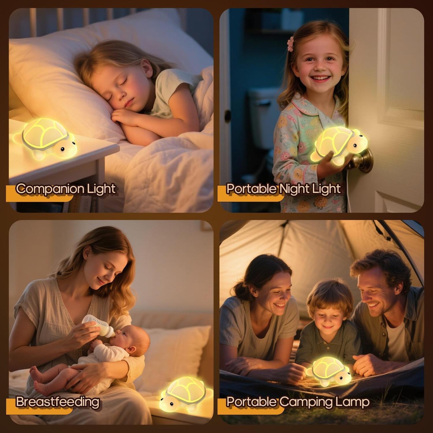 Squishy Silicone Cute Turtle LED Night Light - Perfect Gift for Kids and Girls