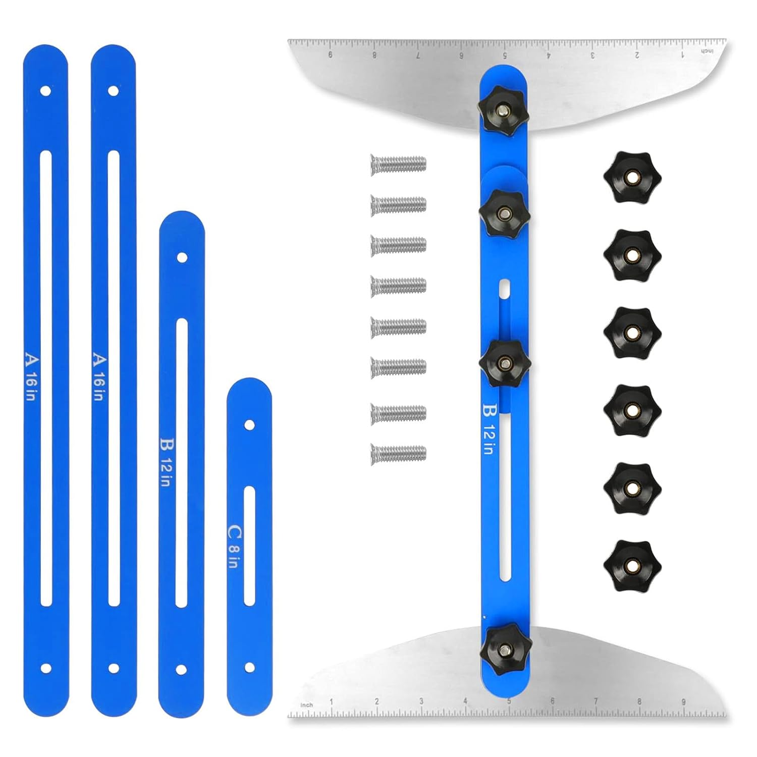 Stair Tread Jig Template Tool – Adjustable Gauge Made from Durable Material for Stairs, Risers, Shelves, and Partitions.