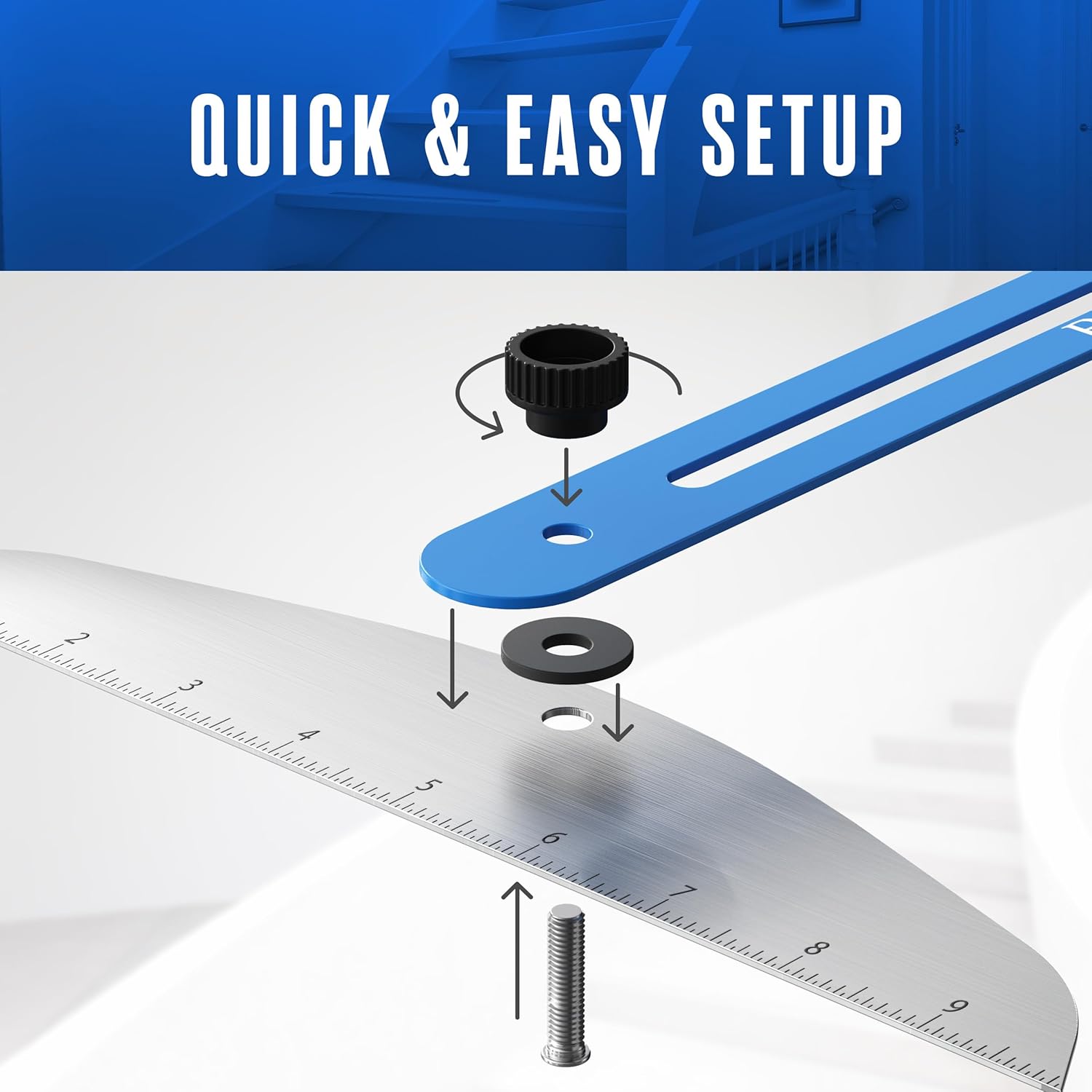 Stair Tread Jig Template Tool – Adjustable Gauge Made from Durable Material for Stairs, Risers, Shelves, and Partitions.