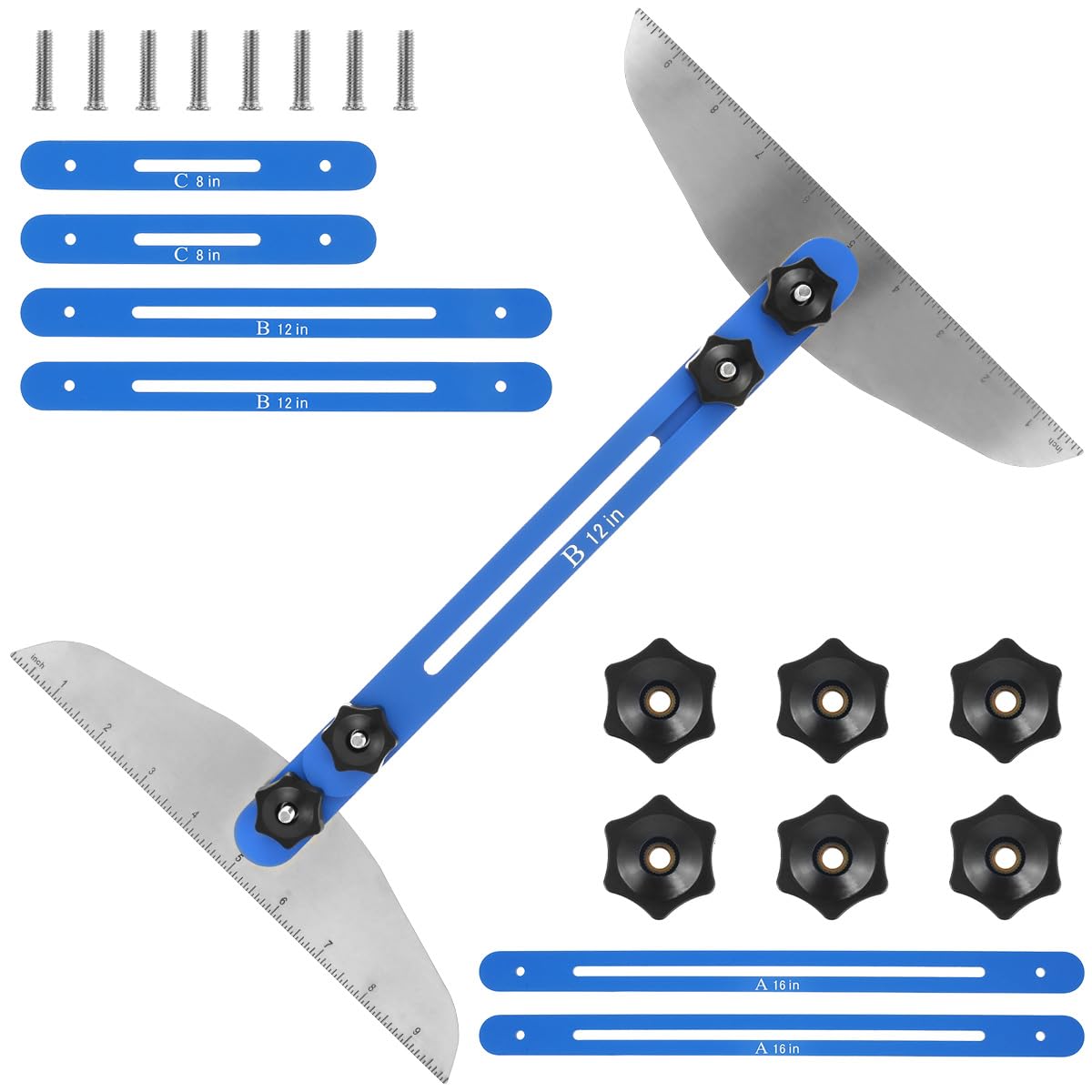Stair Tread Jig Template Tool – Adjustable Gauge Made from Durable Material for Stairs, Risers, Shelves, and Partitions.