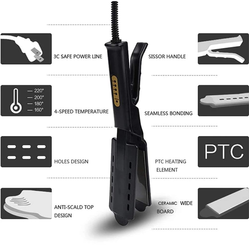 Steam Hair Wide Plate Straightener Dual Use Tool with Negative Ion Technology