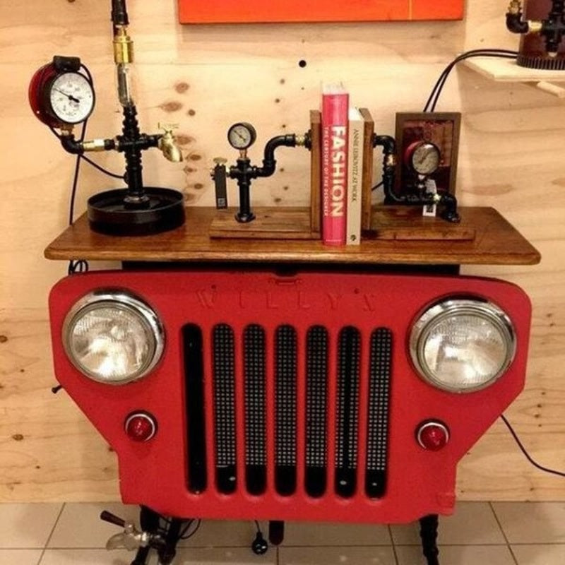 Steampunk Industrial Antique Car Head Lamp Desktop Sculpture Ornament