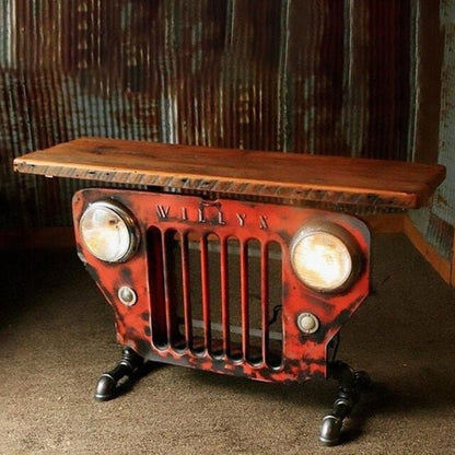 Steampunk Industrial Antique Car Head Lamp Desktop Sculpture Ornament