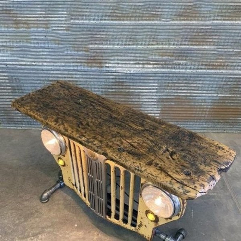 Steampunk Industrial Antique Car Head Lamp Desktop Sculpture Ornament