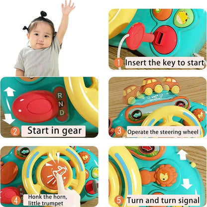 Steering Wheel Toy with Sound, Lights, and Secure Strap – Safe for Ages 18+ Months