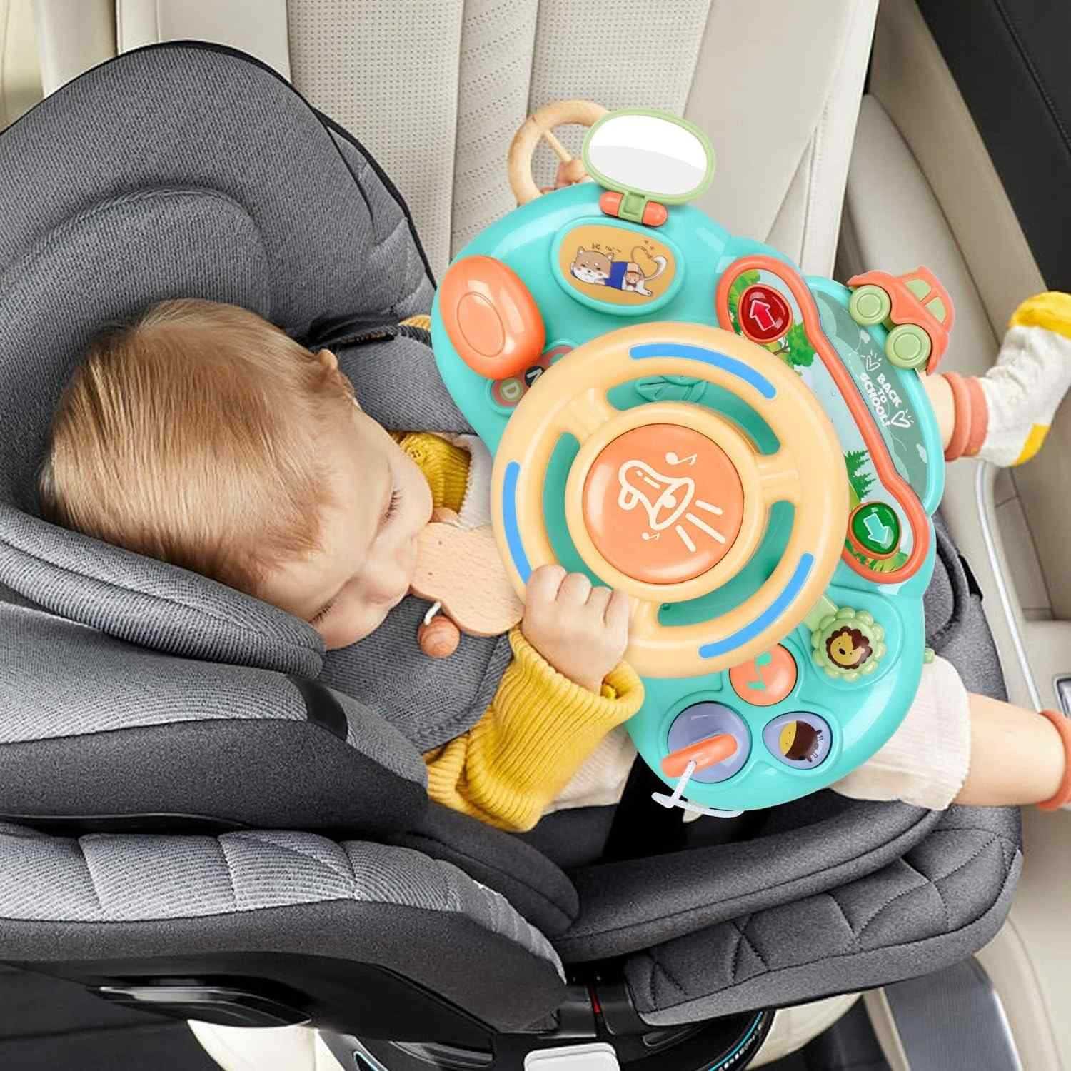 Steering Wheel Toy with Sound, Lights, and Secure Strap – Safe for Ages 18+ Months