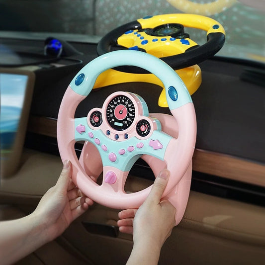 Steering Wheel for Car Backseat Pretend Driving Simulated Driving Steering Wheel Toy Light and Music Educational Gifts for Kids
