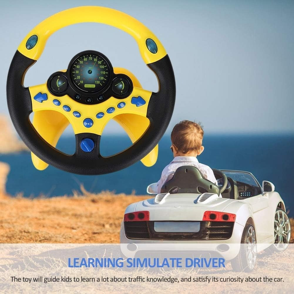Steering Wheel for Car Backseat Pretend Driving Simulated Driving Steering Wheel Toy Light and Music Educational Gifts for Kids