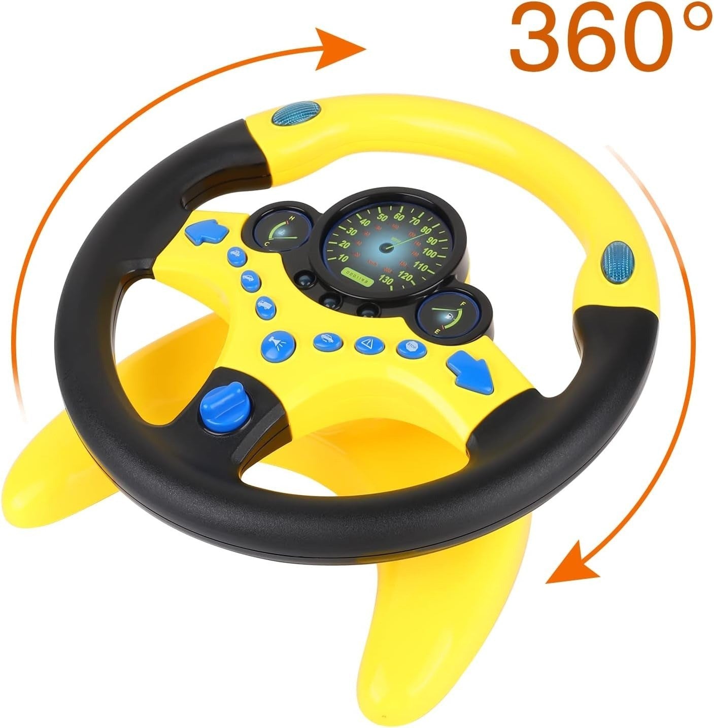 Steering Wheel for Car Backseat Pretend Driving Simulated Driving Steering Wheel Toy Light and Music Educational Gifts for Kids
