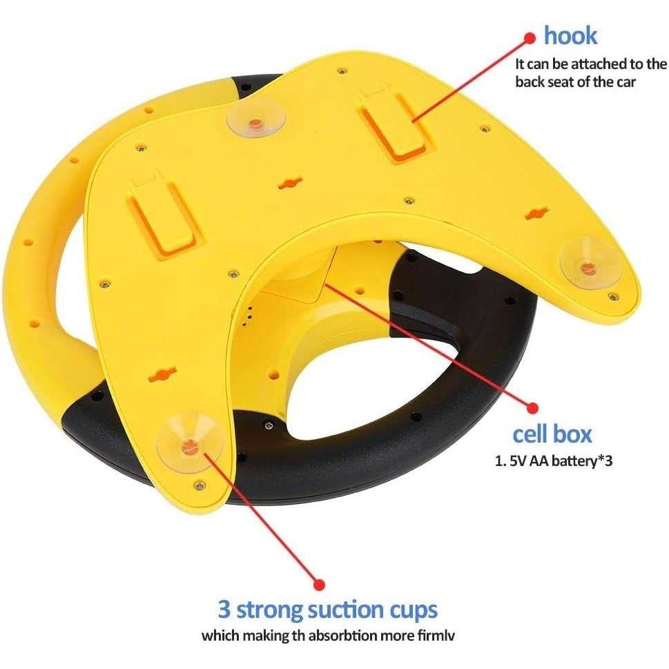 Steering Wheel for Car Backseat Pretend Driving Simulated Driving Steering Wheel Toy Light and Music Educational Gifts for Kids