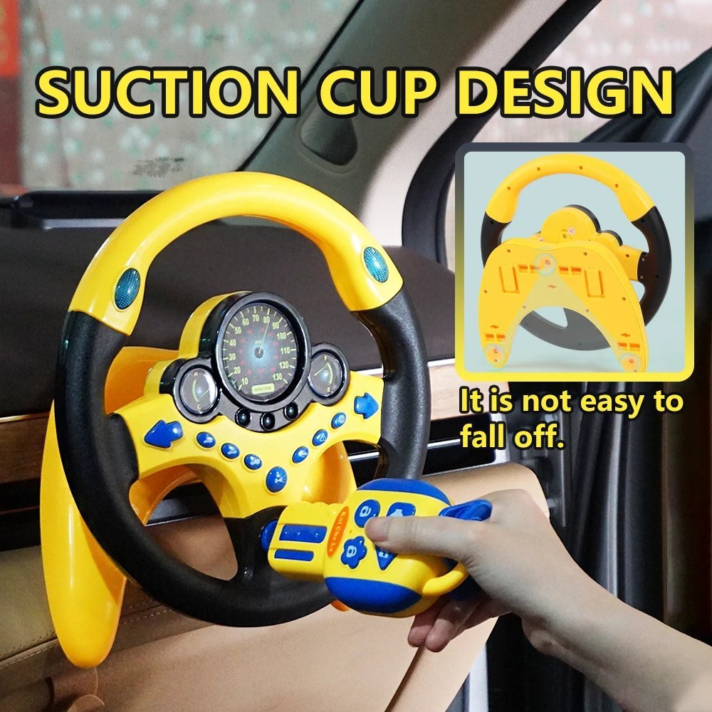 Steering Wheel for Car Backseat Pretend Driving Simulated Driving Steering Wheel Toy Light and Music Educational Gifts for Kids